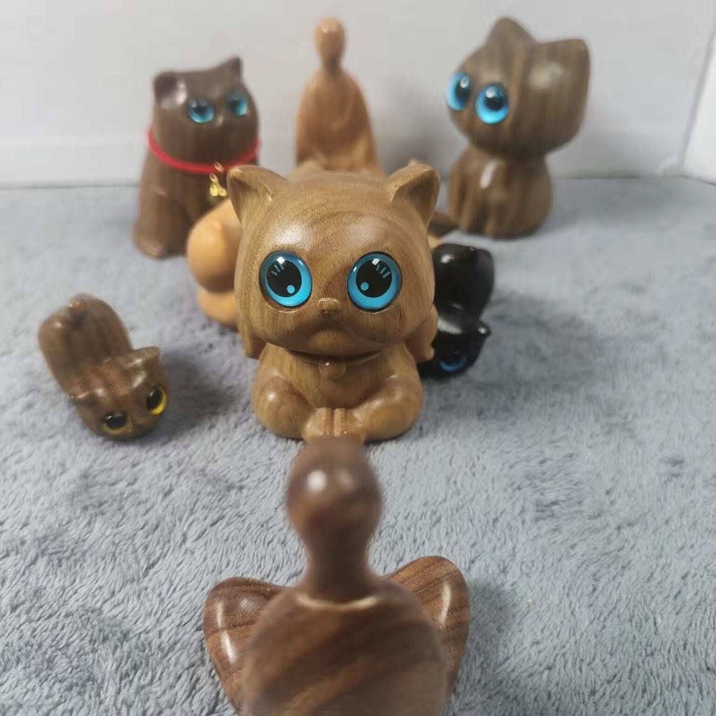 Sandalwood Kitten Ornaments Cute Hippo Mini Wooden Cat Play - Keep Me Pawsted