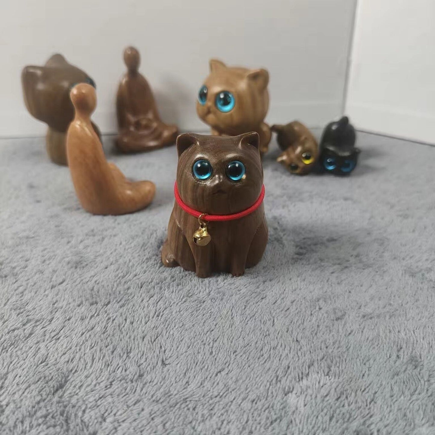 Sandalwood Kitten Ornaments Cute Hippo Mini Wooden Cat Play - Keep Me Pawsted