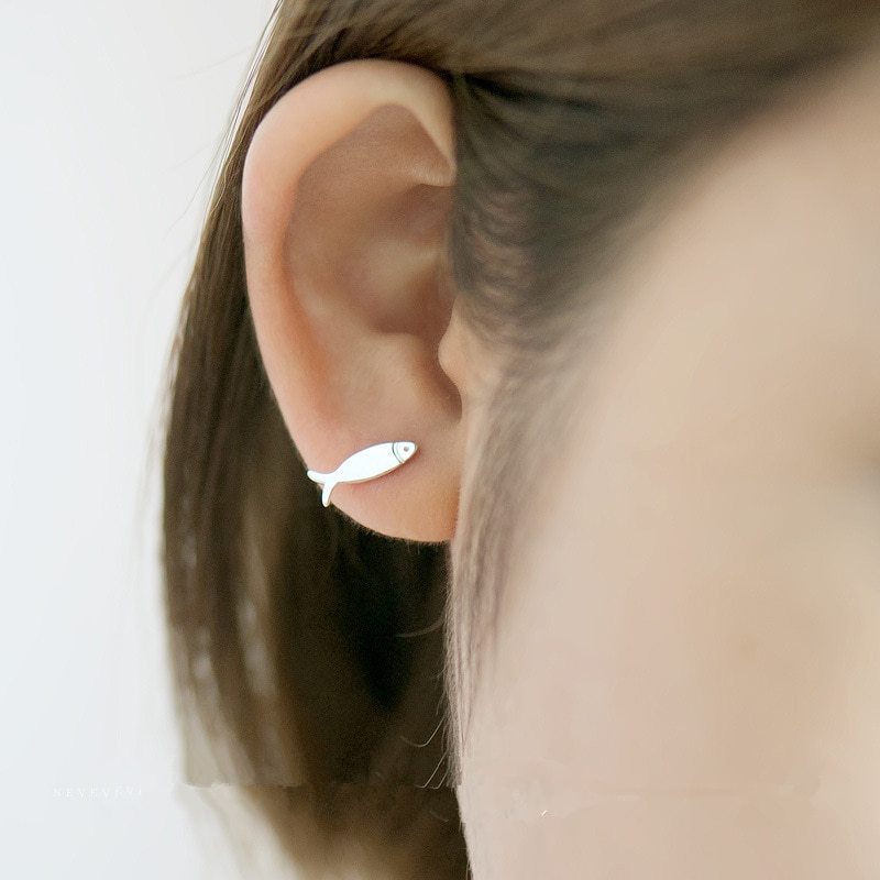 S925 Sterling Silver Stud Earrings Fashion Detachable Cat Fish Pin Studs Cute Comet Silver Earrings - Keep Me Pawsted