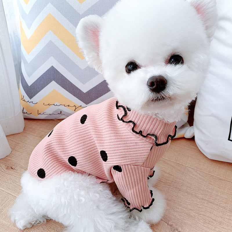 Dot turtleneck dog bottoming shirt - Keep Me Pawsted