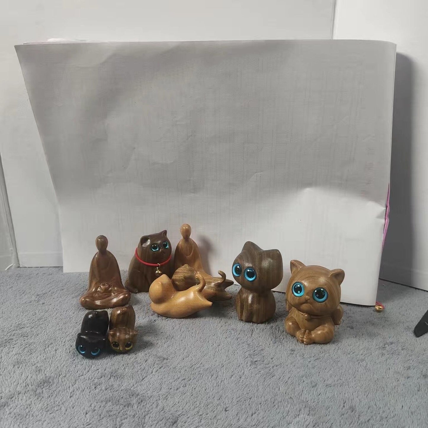 Sandalwood Kitten Ornaments Cute Hippo Mini Wooden Cat Play - Keep Me Pawsted