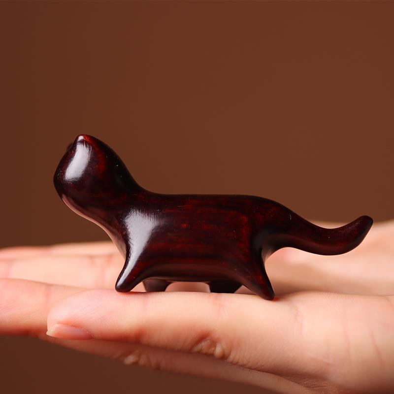 Sandalwood Kitten Ornaments Cute Hippo Mini Wooden Cat Play - Keep Me Pawsted