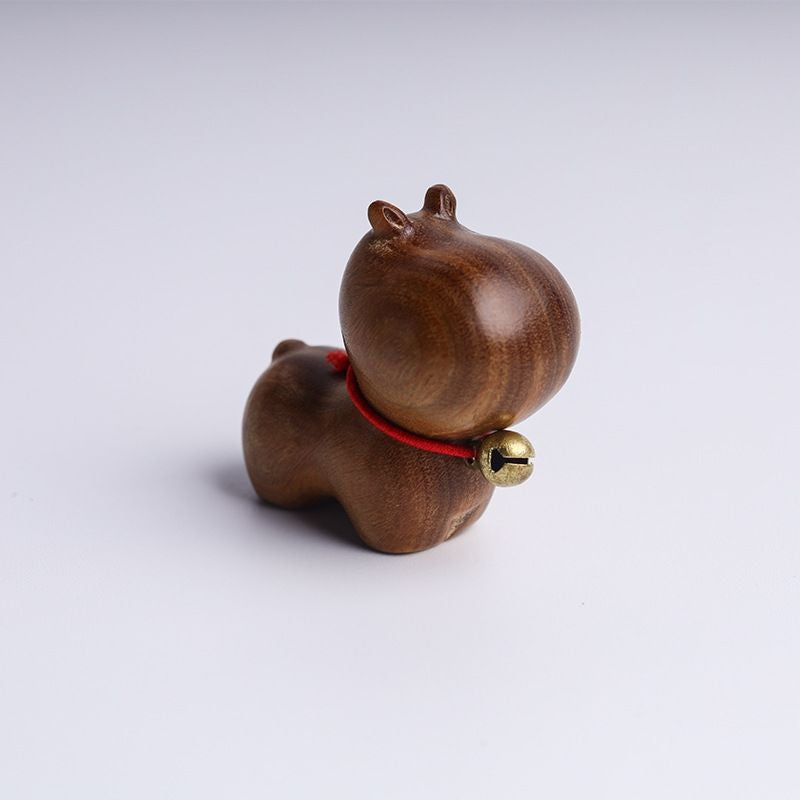 Sandalwood Kitten Ornaments Cute Hippo Mini Wooden Cat Play - Keep Me Pawsted