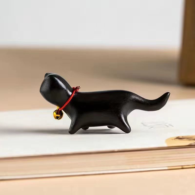 Sandalwood Kitten Ornaments Cute Hippo Mini Wooden Cat Play - Keep Me Pawsted