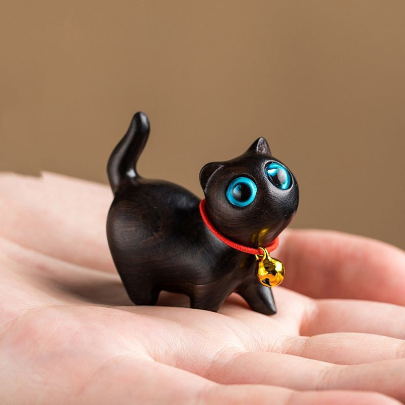 Sandalwood Kitten Ornaments Cute Hippo Mini Wooden Cat Play - Keep Me Pawsted