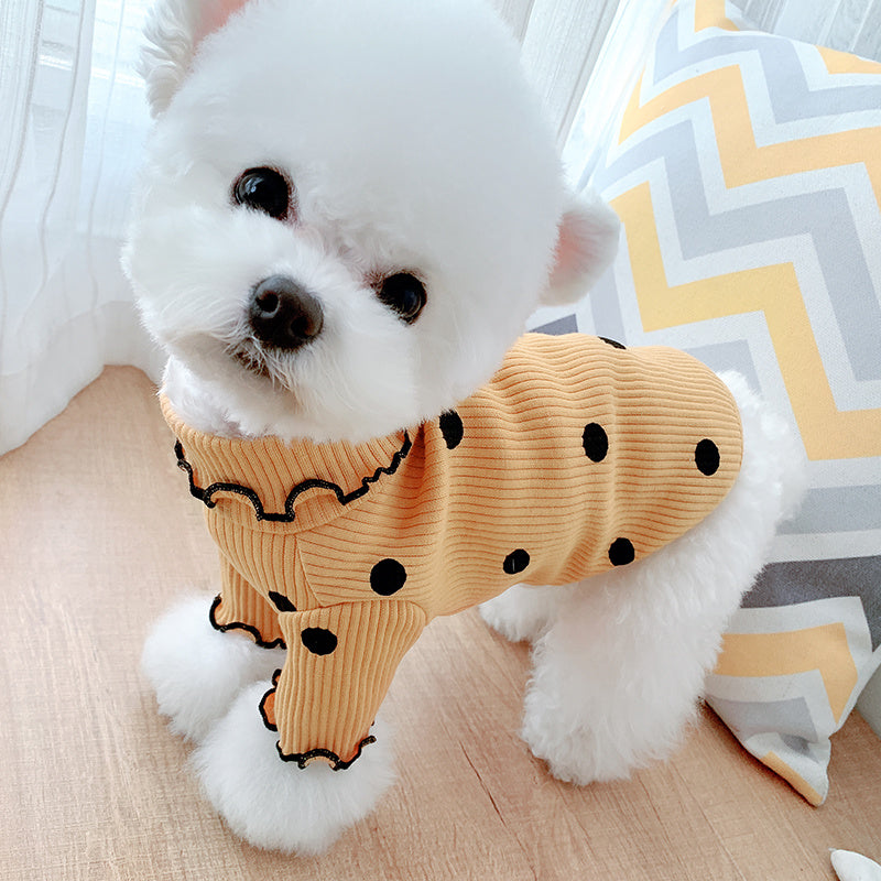 Dot turtleneck dog bottoming shirt - Keep Me Pawsted