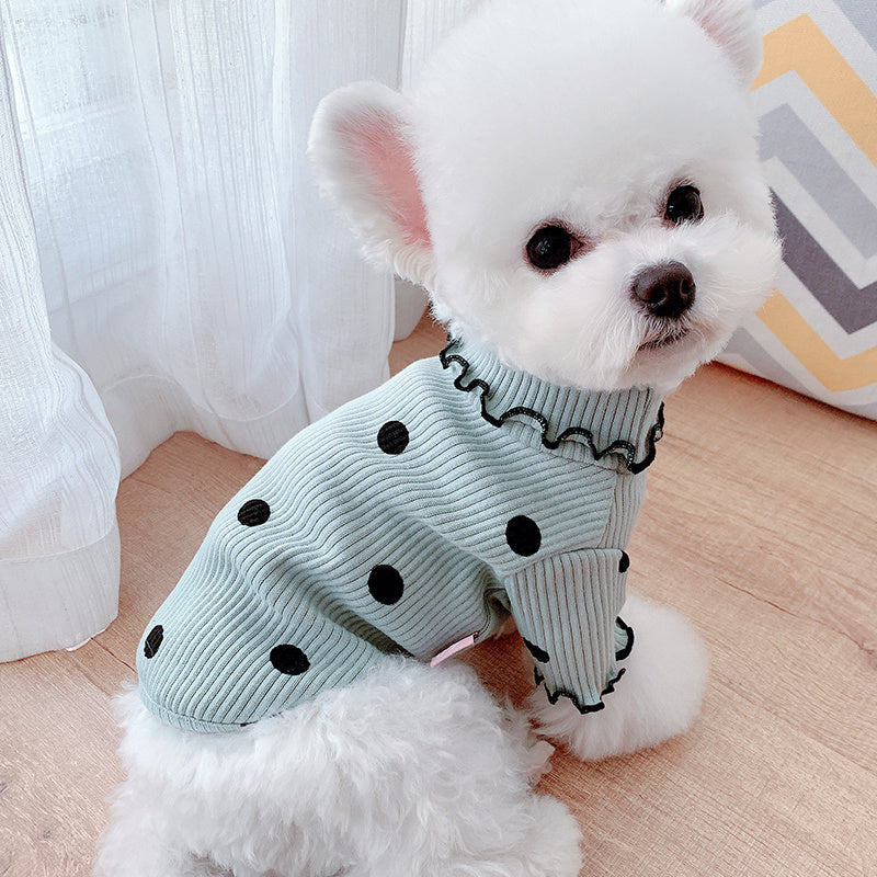 Dot turtleneck dog bottoming shirt - Keep Me Pawsted