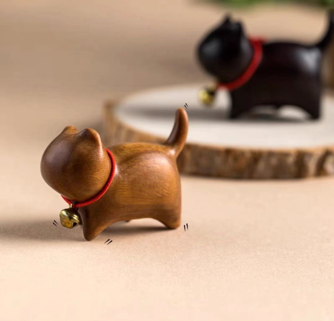 Sandalwood Kitten Ornaments Cute Hippo Mini Wooden Cat Play - Keep Me Pawsted
