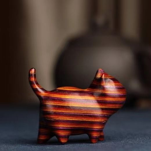 Sandalwood Kitten Ornaments Cute Hippo Mini Wooden Cat Play - Keep Me Pawsted