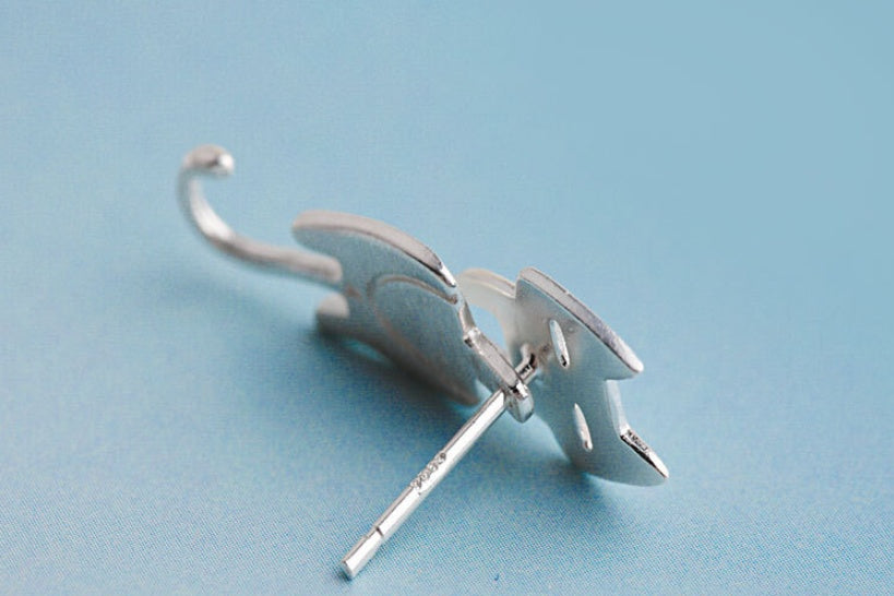 S925 Sterling Silver Stud Earrings Fashion Detachable Cat Fish Pin Studs Cute Comet Silver Earrings - Keep Me Pawsted