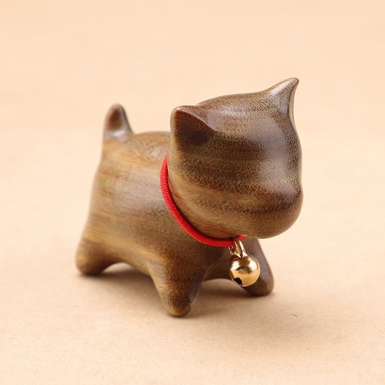 Sandalwood Kitten Ornaments Cute Hippo Mini Wooden Cat Play - Keep Me Pawsted