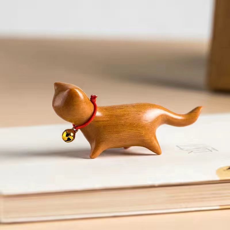 Sandalwood Kitten Ornaments Cute Hippo Mini Wooden Cat Play - Keep Me Pawsted