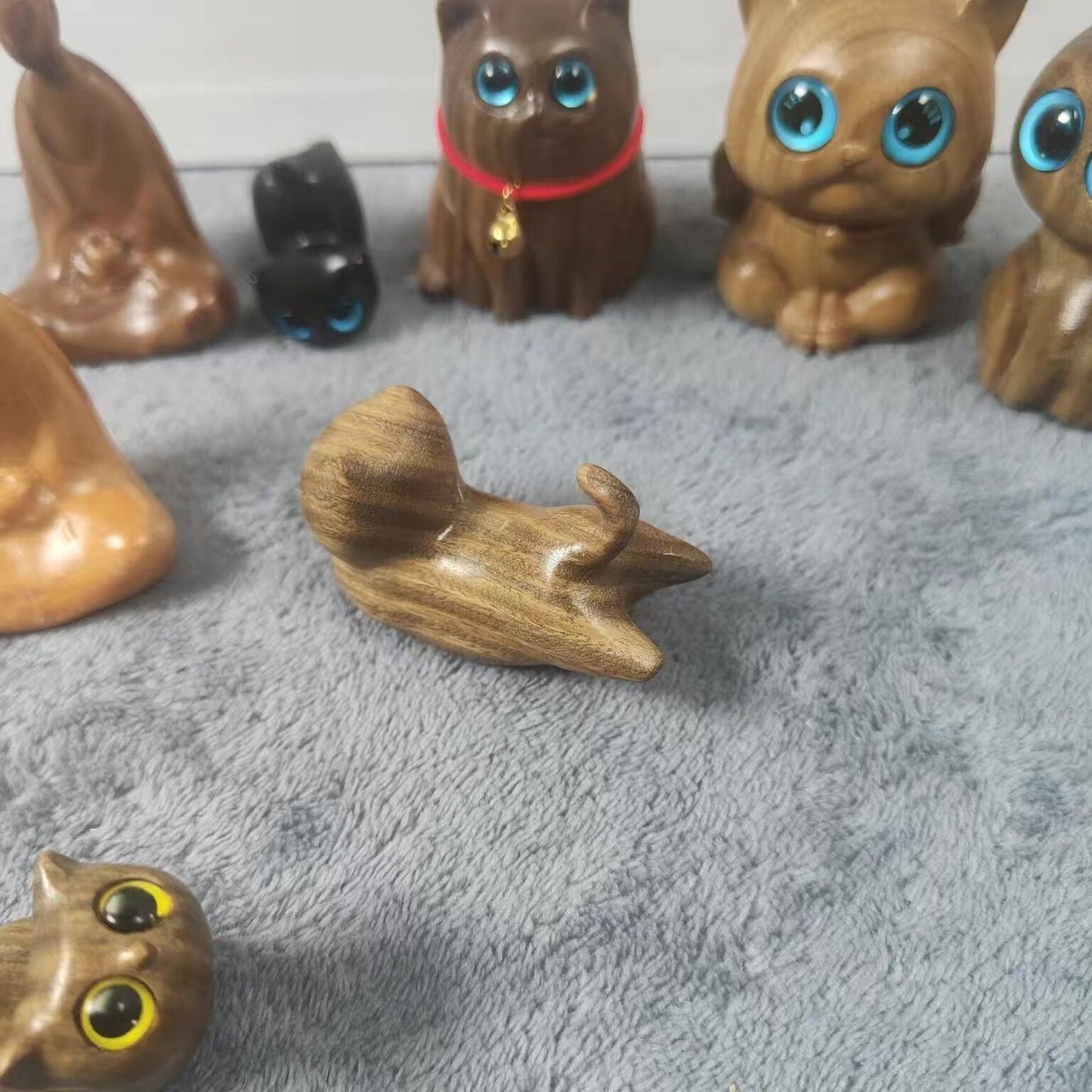 Sandalwood Kitten Ornaments Cute Hippo Mini Wooden Cat Play - Keep Me Pawsted