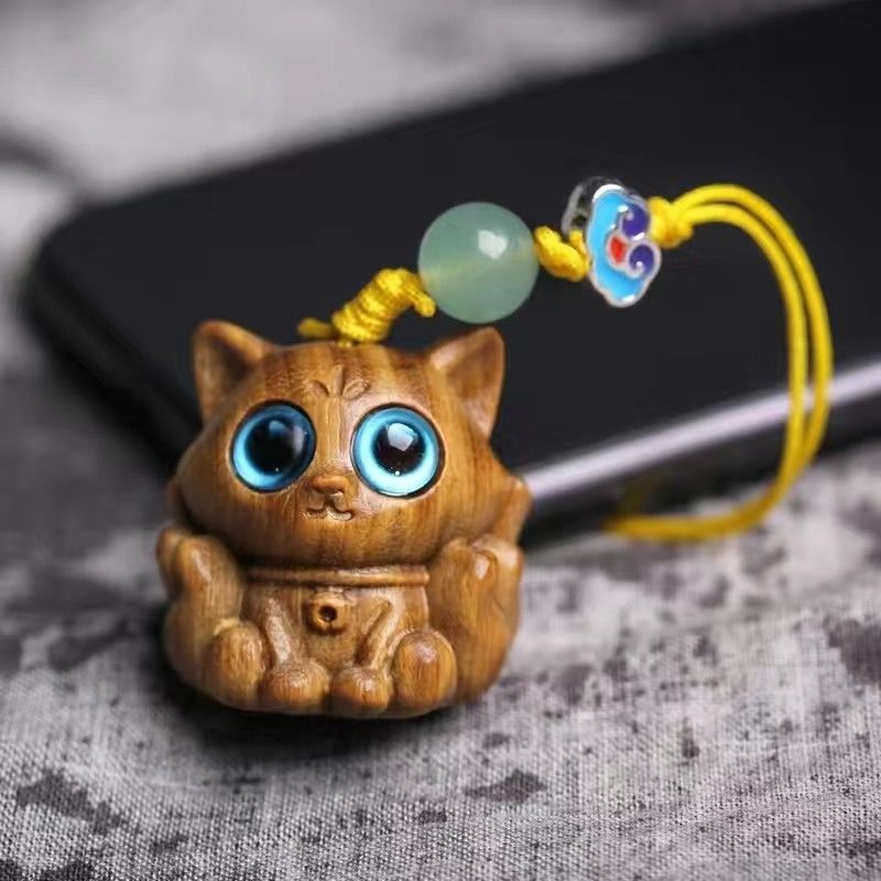 Sandalwood Kitten Ornaments Cute Hippo Mini Wooden Cat Play - Keep Me Pawsted