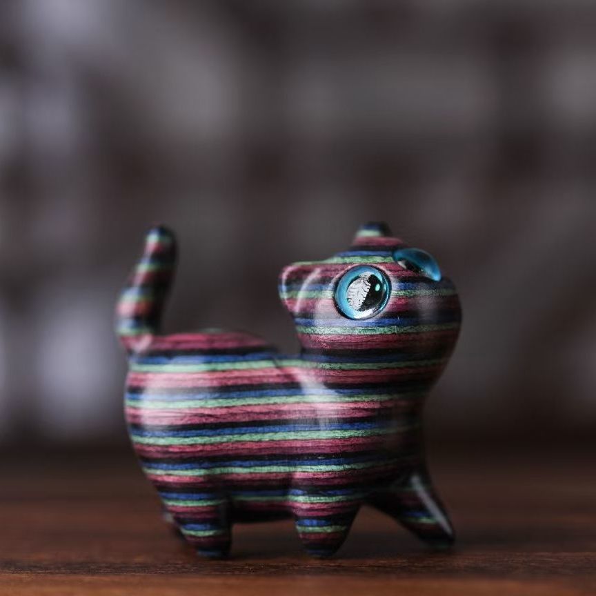 Sandalwood Kitten Ornaments Cute Hippo Mini Wooden Cat Play - Keep Me Pawsted