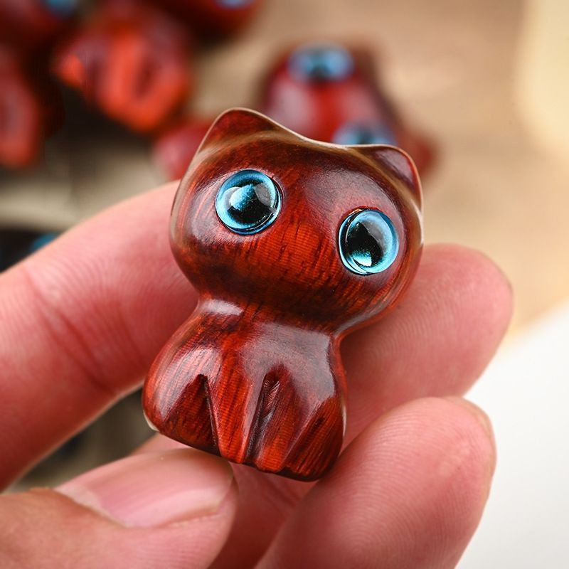 Sandalwood Kitten Ornaments Cute Hippo Mini Wooden Cat Play - Keep Me Pawsted