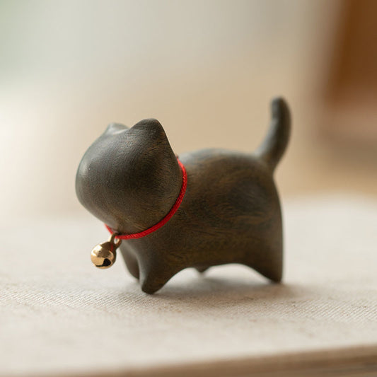 Sandalwood Kitten Ornaments Cute Hippo Mini Wooden Cat Play - Keep Me Pawsted