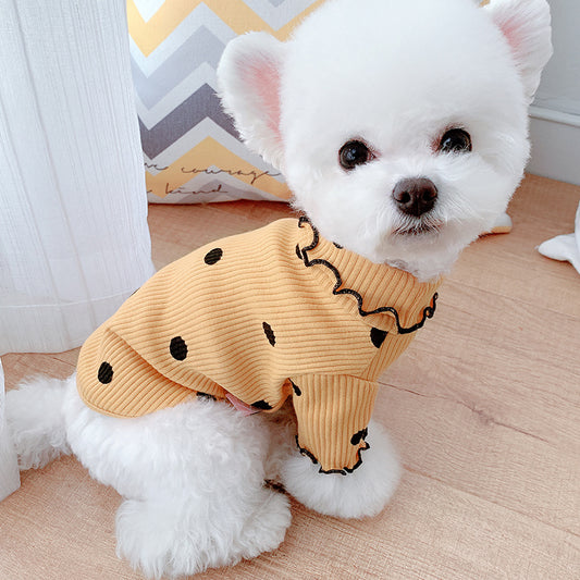 Dot turtleneck dog bottoming shirt - Keep Me Pawsted
