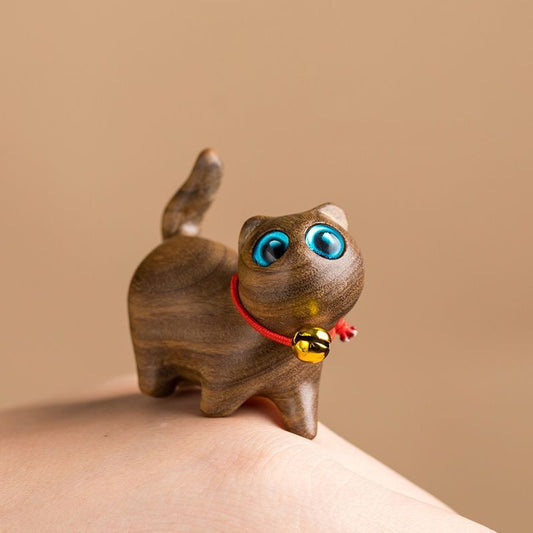 Sandalwood Kitten Ornaments Cute Hippo Mini Wooden Cat Play - Keep Me Pawsted